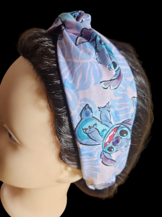 Stitch Blue Leaves Adult Twisted Headbands
